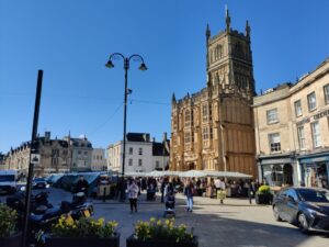 Cirencester Market Place, just a short walk from Watermoor House Residential Care Home.