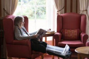 Comfortable lounge at Watermoor House offering reassurance after a hospital stay