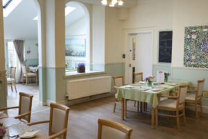The dining room laid up for lunch